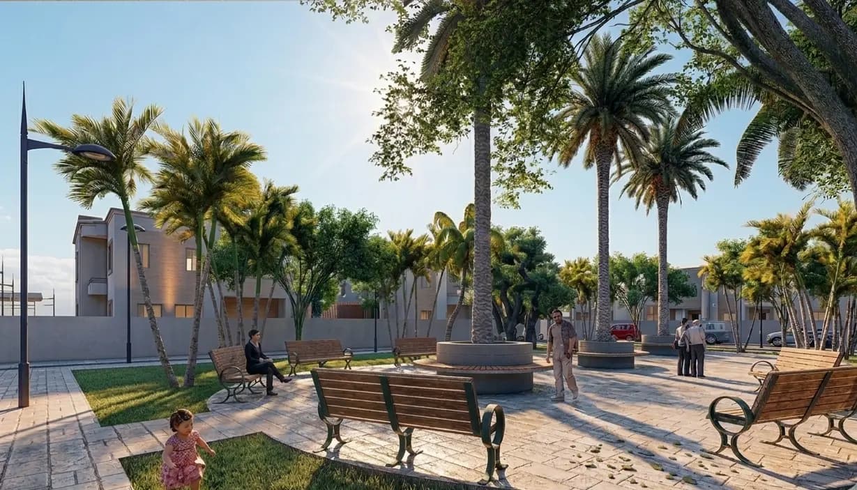 Jardin central et espaces verts au cœur du lotissement